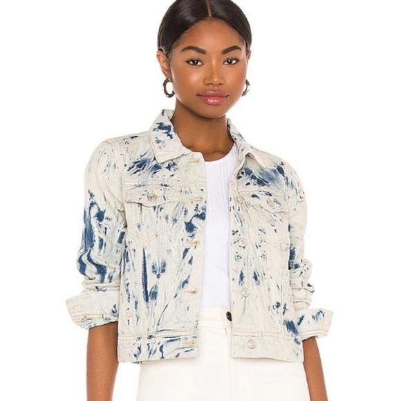 Free People jacket jean denim‎ large NWT Jones tie dye trucker style - Picture 8 of 10